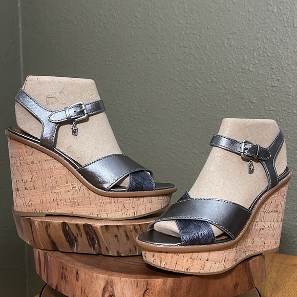 COACH CROSS BAND HIGH WEDGE SANDAL - Picture 3 of 16